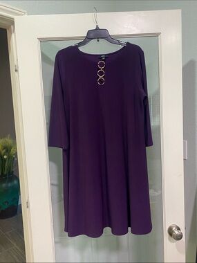 Avenue Deep Purple Tunic with Gold Ring Detail